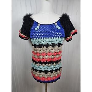 Anthropologie Leifsdottir Hand Knitted Sweater Women's Size S Boho Cottagecore